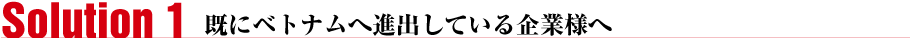 Solition01 既にベトナムへ進出している企業様へ